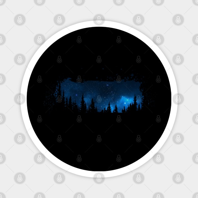 Dark Forest with starry sky Magnet by Scailaret